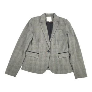 Mercer Madison One Button Houndstooth Print Blazer Jacket Medium Black White M